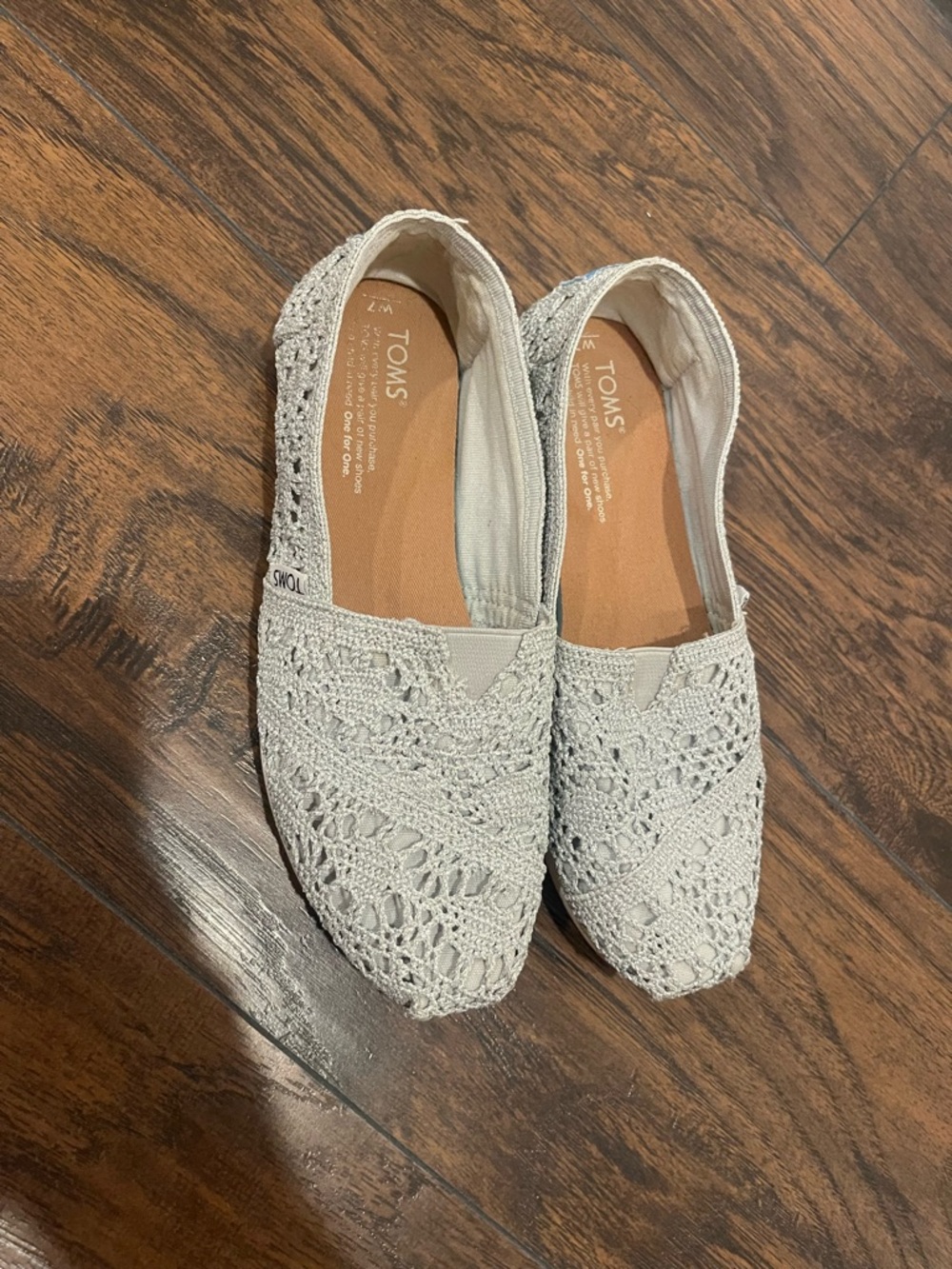 Toms Crochet Slip-On Flats in Light Gray